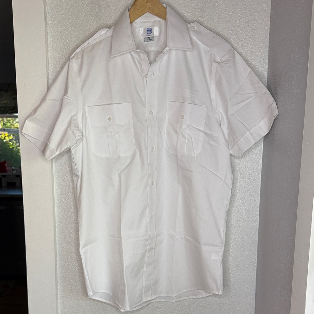New Murphy & Hartelius White Short Sleeve Shirt Aviator Uniform Pilot